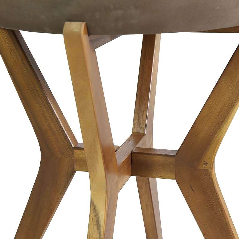 Christopher Knight Home Oprah Outdoor Side Table, Teak and Light Gray - Image 5