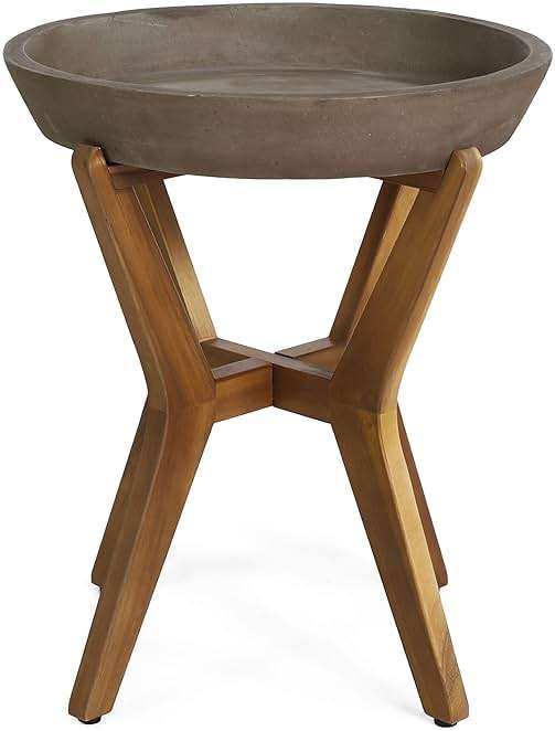 Christopher Knight Home Oprah Outdoor Side Table, Teak and Light Gray - Image 9