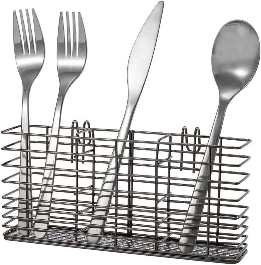 SANNO Stainless Steel Utensil Drying Rack Silverware Holder for Dish Rack, Hanging Cutlery Utensil Holder Silverware Organizer Stainless Steel Rack with Hooks - Image 1