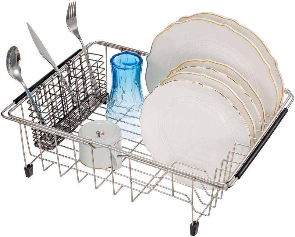 SANNO Stainless Steel Utensil Drying Rack Silverware Holder for Dish Rack, Hanging Cutlery Utensil Holder Silverware Organizer Stainless Steel Rack with Hooks - Image 5