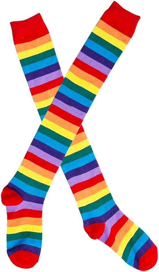 YELAIVP Over Knee Rainbow Thigh High Socks Gloves Set Cosplay Accessories Arm Leg Warmers for Girls - Image 3