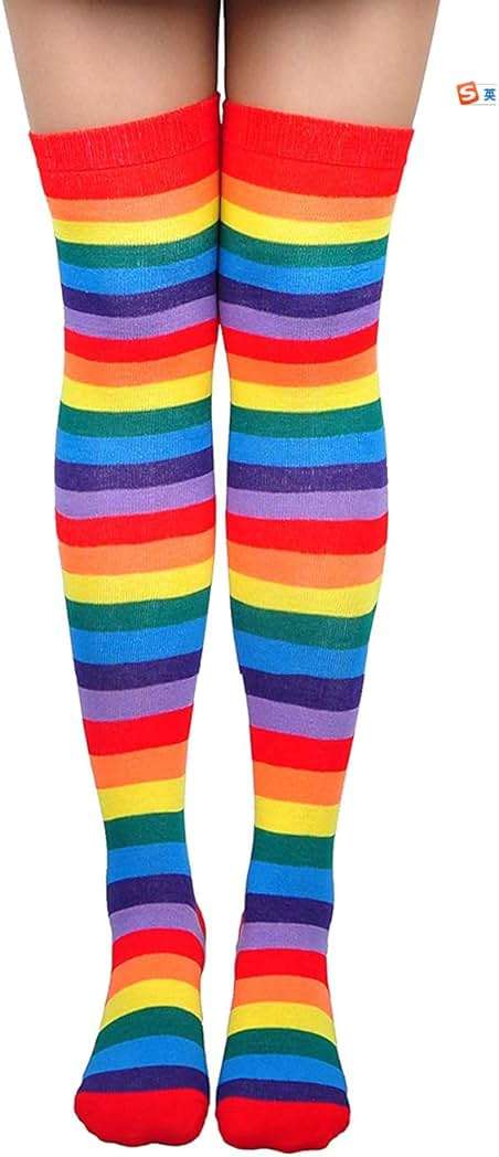 YELAIVP Over Knee Rainbow Thigh High Socks Gloves Set Cosplay Accessories Arm Leg Warmers for Girls - Image 6