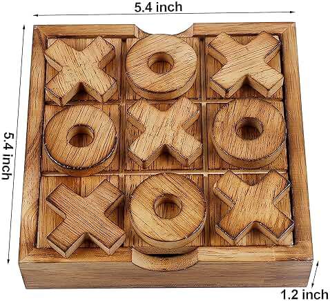 Glintoper Tic Tac Toe & 4 in a Row Tables Game Set, Classic Board Line Up 4 for Living Room Rustic Table Decor and Use as Game Top Wood Guest Room Decor Strategy Board Games for Families - Image 3