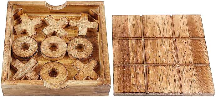 Glintoper Tic Tac Toe & 4 in a Row Tables Game Set, Classic Board Line Up 4 for Living Room Rustic Table Decor and Use as Game Top Wood Guest Room Decor Strategy Board Games for Families - Image 6
