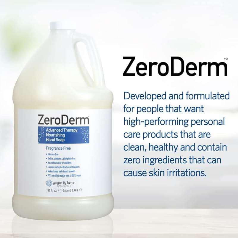 Ginger Lily Farms Botanicals ZeroDerm Advanced Therapy Nourishing Liquid Hand Soap Refill 100% Vegan Cruelty-Free Fragrance-Free, Unscented, 128 Fl Oz - Image 5