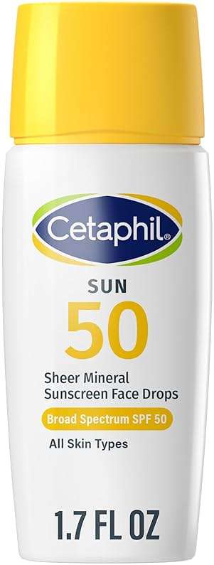 Cetaphil Sheer Mineral Liquid Sunscreen for Face, 100% Mineral UVA/UVB Filters, Zinc Oxide Broad Spectrum SPF 50 Formulated for Sensitive Skin, Unscented, 1.7 Fl Oz - Image 1