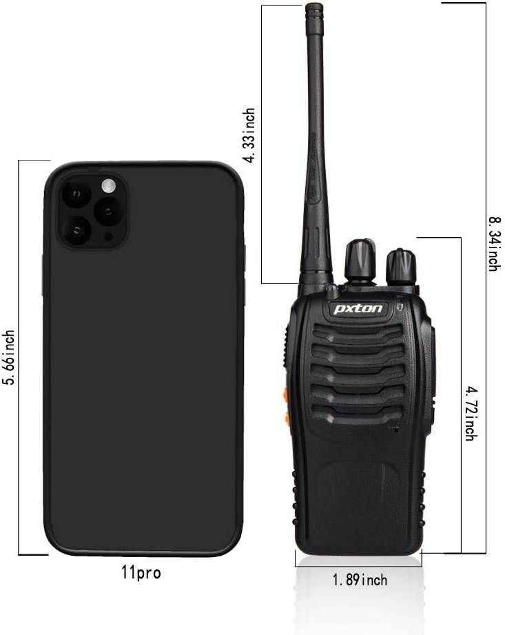 pxton Walkie Talkies Rechargeable Long Range Two-Way Radios with Earpieces,2-Way Radios UHF Handheld Transceiver Walky Talky with Flashlight Li-ion Battery and Charger（2 Pack） - Image 3