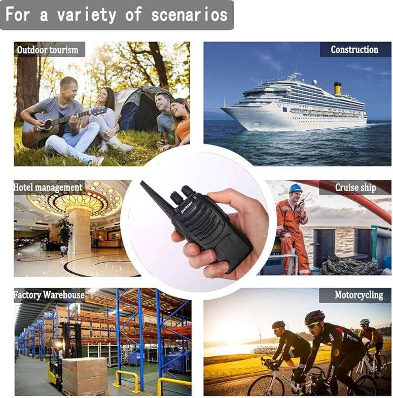 pxton Walkie Talkies Rechargeable Long Range Two-Way Radios with Earpieces,2-Way Radios UHF Handheld Transceiver Walky Talky with Flashlight Li-ion Battery and Charger（2 Pack） - Image 7