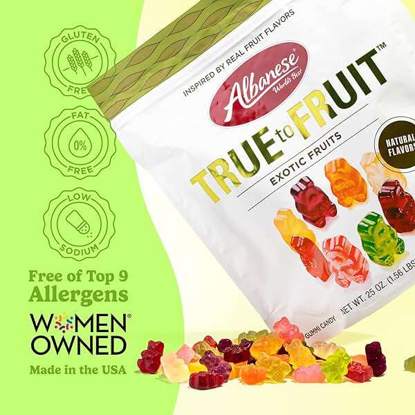 Albanese World's Best True to Fruit Exotic Fruits | 25oz Bag of Candy | 8 Natural Flavors and Colors, Soft Gummy Bears | Fuji Apple and More | Tastes like Real Fruit Picked at the Peak of Ripeness - Image 4