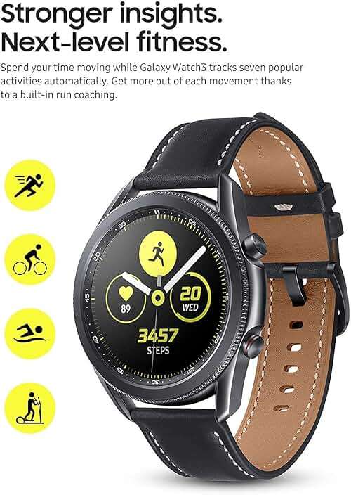 Samsung Galaxy Watch 3 (45mm, GPS, Bluetooth) Smart Watch with Advanced Health Monitoring, Fitness Tracking, and Long Lasting Battery - Mystic Black (Renewed) - Image 4