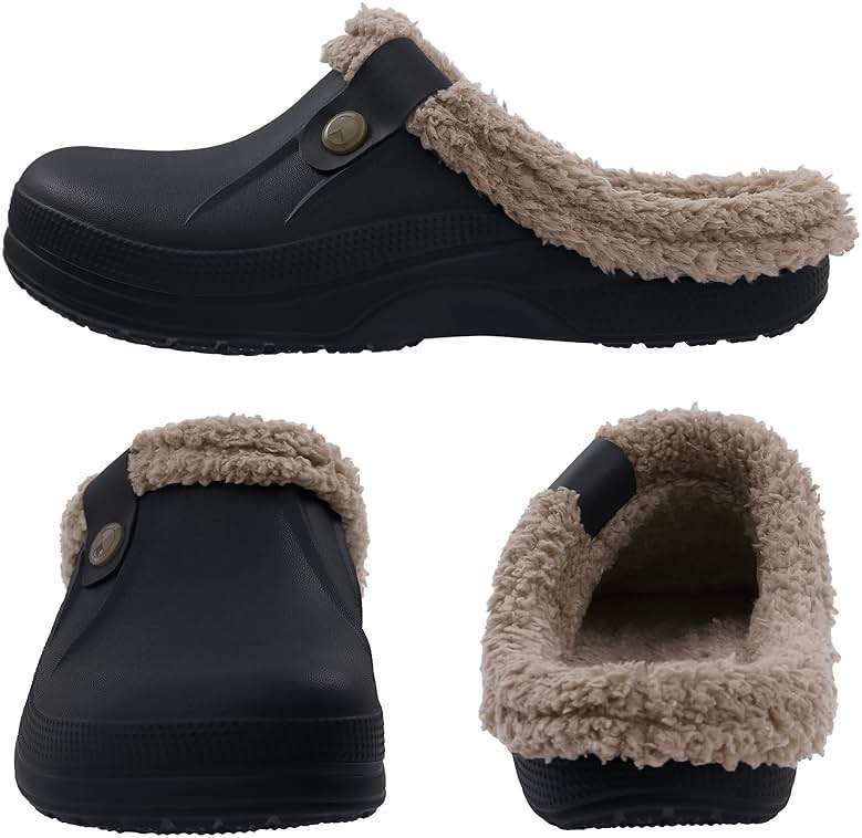 Beslip Classic Fur Lined Clogs Waterproof Winter Fuzzy Slippers for Women Men Indoor and Outdoor - Image 2