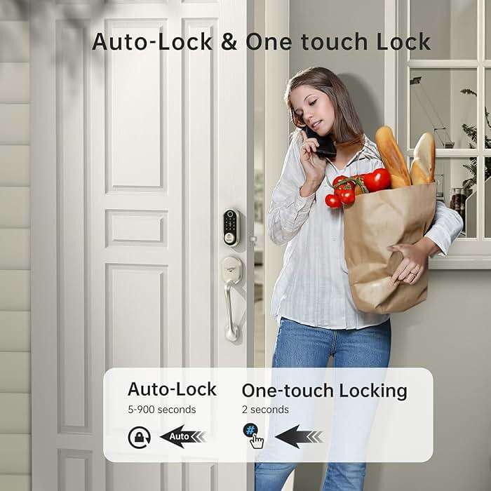 Smart Deadbolt, SMONET Fingerprint Electronic Deadbolt Door Lock with Keypad-Bluetooth Keyless Entry Front Door Digital Keypad App Control, Ekeys Sharing, App Monitoring Auto Lock for Homes and Hotel - Image 6