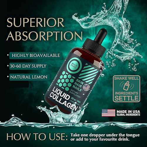 Liquid Collagen for Women and Men - 30,000mcg Hydrolyzed Collagen Peptides Liquid with Biotin Vitamins for Hair, Skin, Nails & Anti-Aging - Lemon Liquid Drops, 2oz, up to 2-Month Supply, Made in USA - Image 2