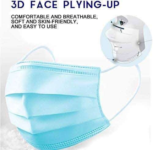 [Pack of 100] Disposable Face Mask, 3-Ply Masks Facial Cover with Elastic Earloops For Home, Office, School, and Outdoor - Image 6