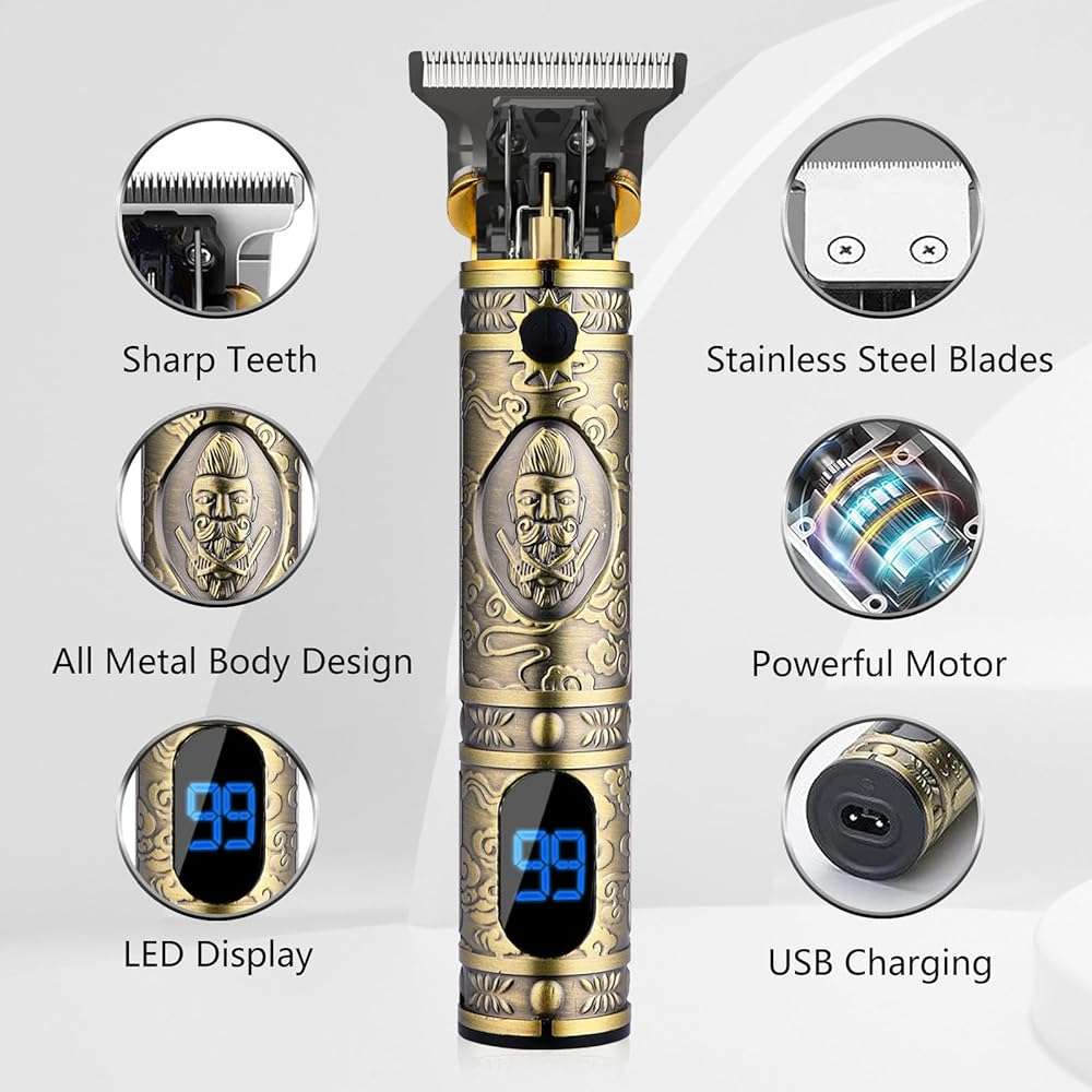 AMULISS Professional Mens Hair Clippers Zero Gapped Cordless Hair Trimmer Professional Haircut & Grooming Kit for Men Rechargeable LED Display - Image 2