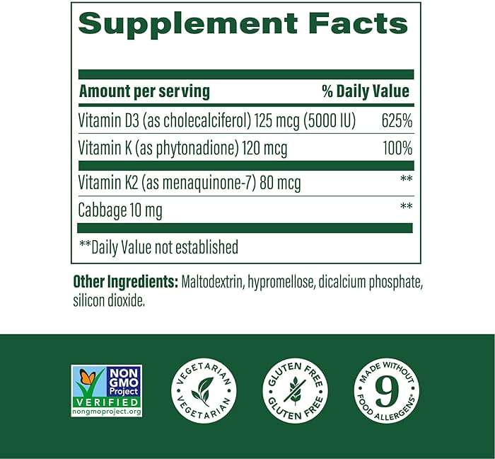 MegaFood Vitamin D3 5000 IU (125 mcg) - Vegetarian Supplements with Vitamin D3 K2 - Supports Bones, Teeth, Muscles & Immune Health - Certified Non-GMO - 120 Mini Capsules, 120 Servings - Image 2