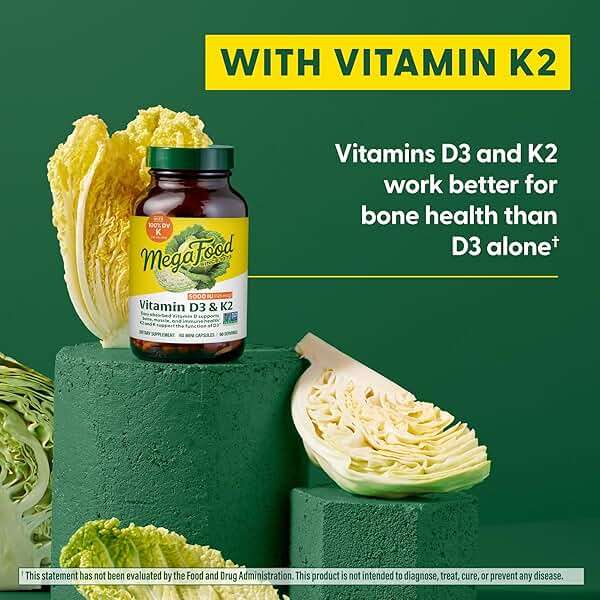 MegaFood Vitamin D3 5000 IU (125 mcg) - Vegetarian Supplements with Vitamin D3 K2 - Supports Bones, Teeth, Muscles & Immune Health - Certified Non-GMO - 120 Mini Capsules, 120 Servings - Image 4