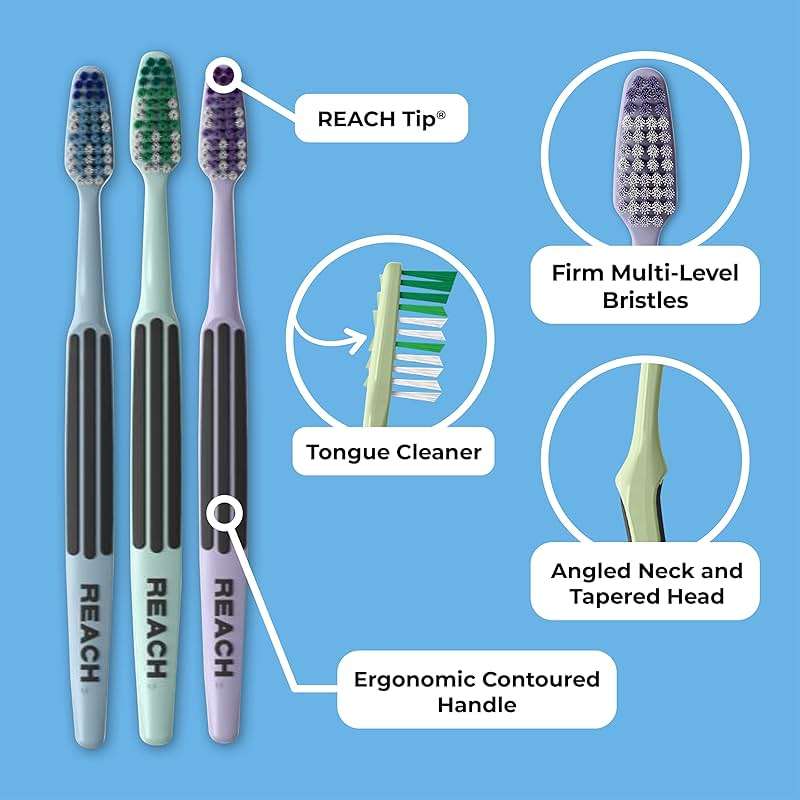 Reach Advanced Design Toothbrush, Firm Bristles, 7 Count Value Pack - Image 3