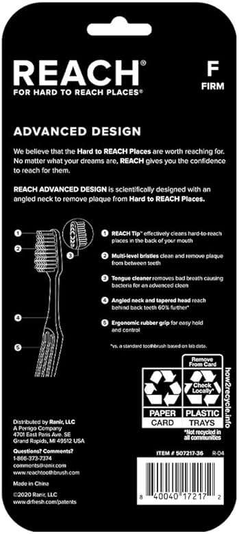 Reach Advanced Design Toothbrush, Firm Bristles, 7 Count Value Pack - Image 9