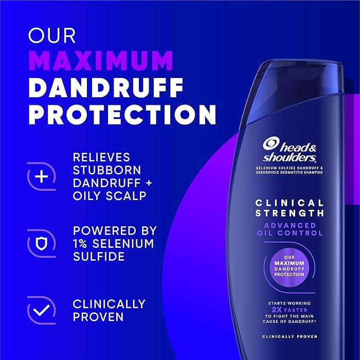 Head & Shoulders Anti-Dandruff Shampoo with 1% Selenium Sulfide, Clinical Strength Advanced Oil Control Twin Pack, Seborrheic Dermatitis Relief, Oily Scalp, 13.5 Fl Oz Each - Image 2