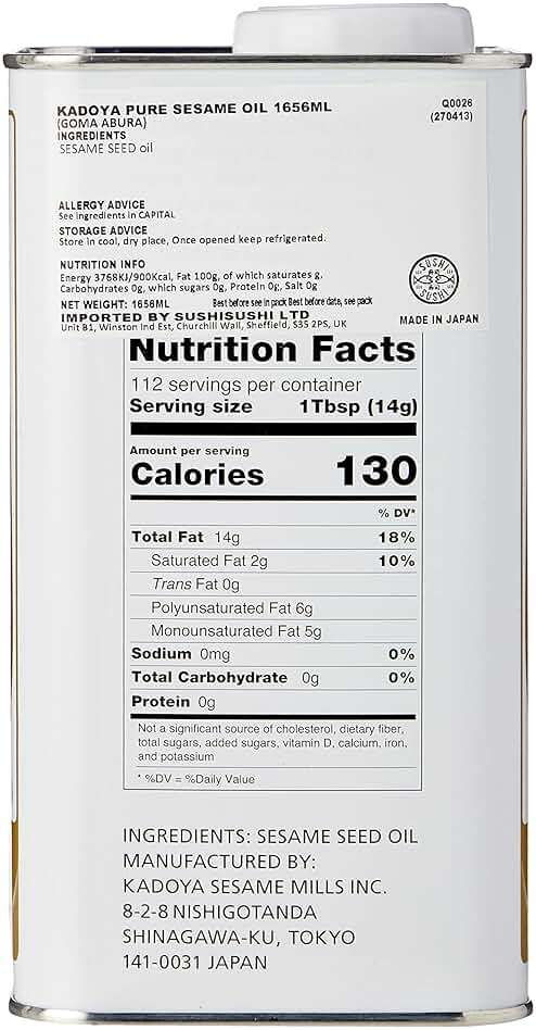 Kadoya Pure Sesame Oil, 56 Fl Oz (Pack of 2) - Image 2