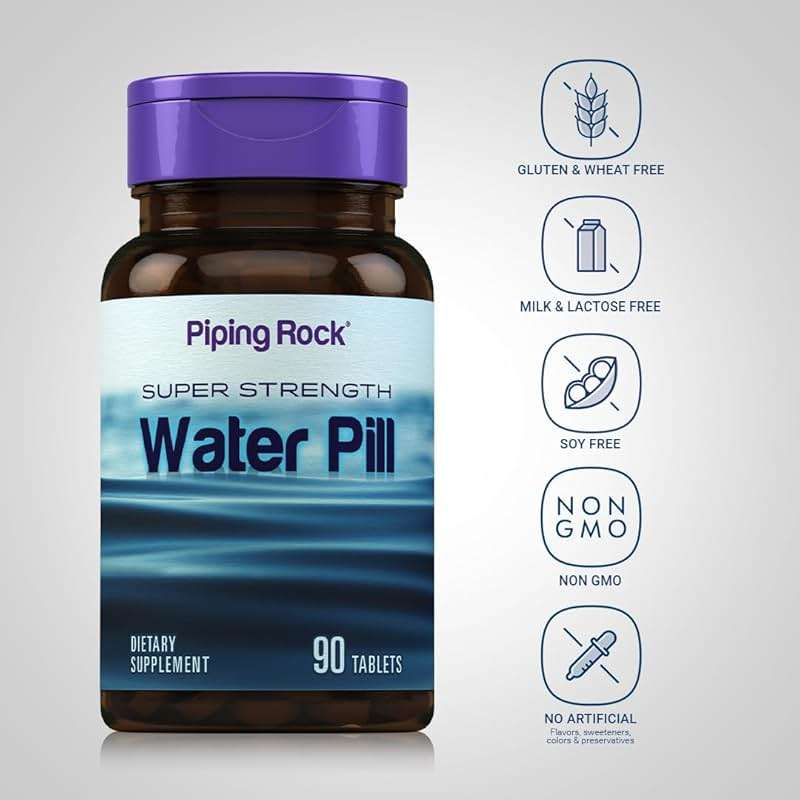 Piping Rock Water Pill for Men and Women | 90 Tablets | Super Strength Supplement with Potassium | Vegetarian, Non-GMO, Gluten Free - Image 3