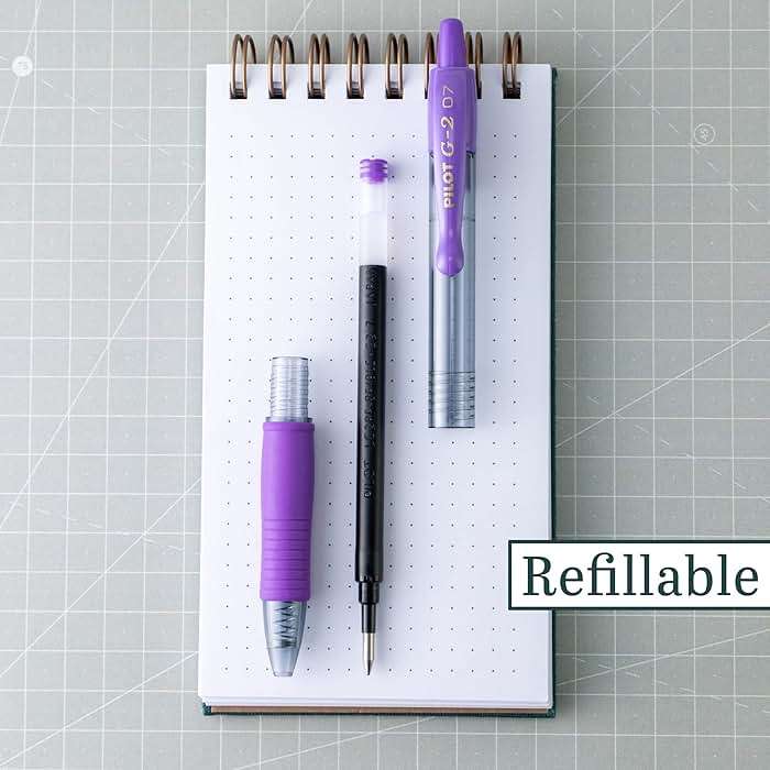 Pilot G2 Retractable Rollerball Gel Pens, Fine Point, 0.7mm, Purple Ink, 6 Count - Image 2