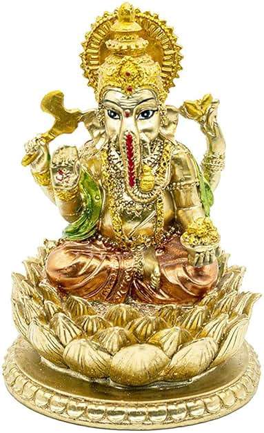 6.3”H Resin Hindu God Lord Ganesha Idol Statue Elephant God Ganpati Figurine for Home Temple Mandir Altar Shrine Puja Item Ganesh Chaturthi Decor Spiritual ornament for Yoga Meditation Pooja Room - Image 6