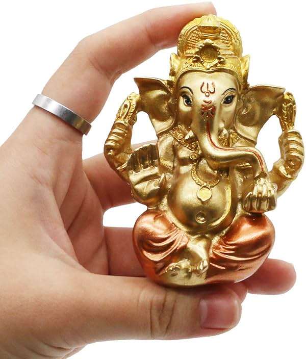 BangBangDa Hindu Ganesh for Car Dashboard - Indian Mini Ganesha Statue Decor India Home Office Temple Mandir Pooja Items Diwali Gift Murti Ganpati Idol Yoga Zen Meditation Room Altar Shrine Kit - Image 1