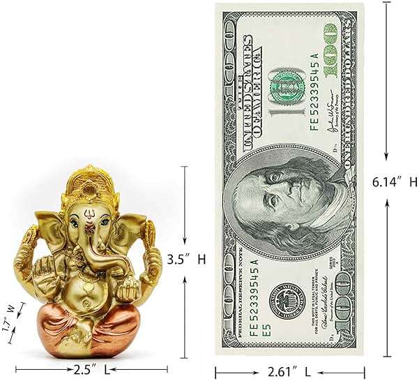 BangBangDa Hindu Ganesh for Car Dashboard - Indian Mini Ganesha Statue Decor India Home Office Temple Mandir Pooja Items Diwali Gift Murti Ganpati Idol Yoga Zen Meditation Room Altar Shrine Kit - Image 3