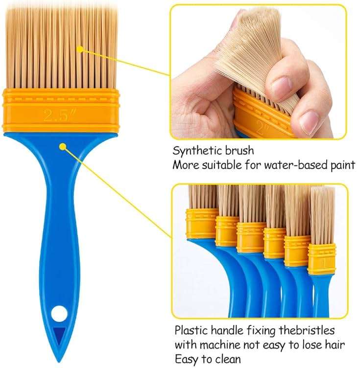 Chalk & Wax Paint Brush, 6PCS Chalk Paint Brushes for Crafts, Paint Brushes for Walls & Furniture, Wax Brushes for Painting and Refinishing Furniture, Fences and Wall (1, 1.5, 2, 2.5, 3, 4 in) - Image 4