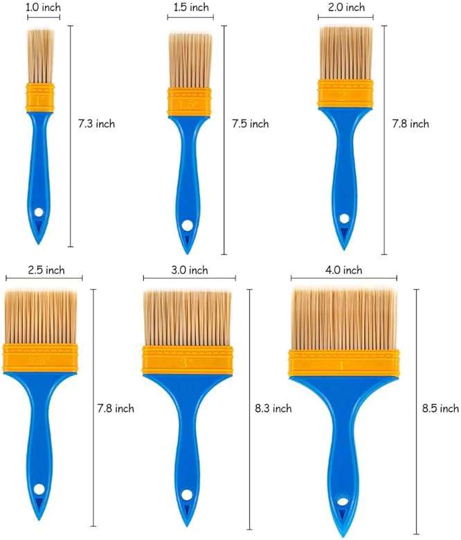 Chalk & Wax Paint Brush, 6PCS Chalk Paint Brushes for Crafts, Paint Brushes for Walls & Furniture, Wax Brushes for Painting and Refinishing Furniture, Fences and Wall (1, 1.5, 2, 2.5, 3, 4 in) - Image 5