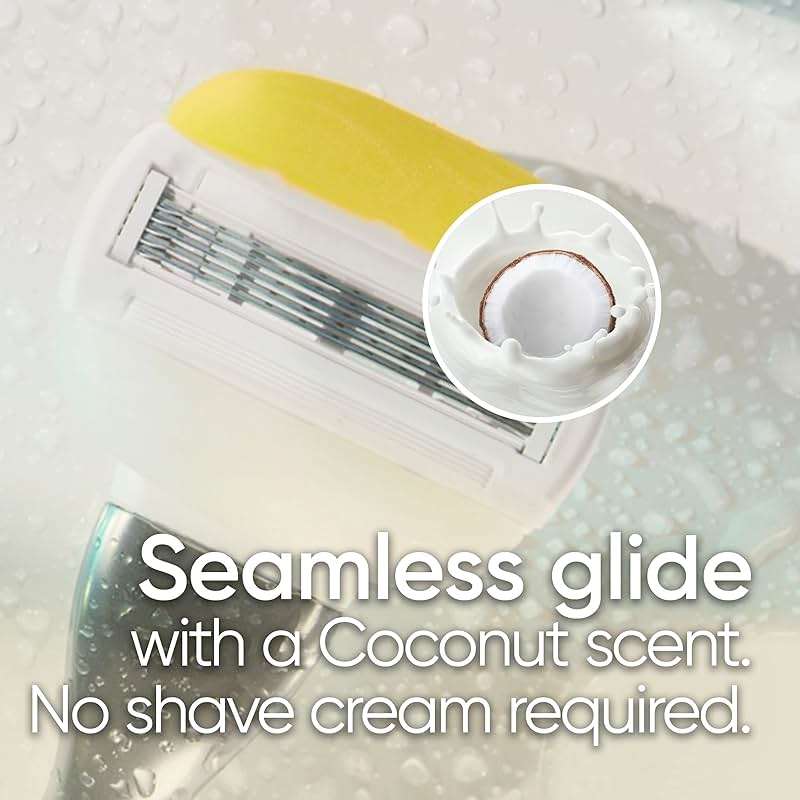 Gillette Venus Comfortglide with Olay Coconut Womens Razor Handle + Blade Refills, Silver, 2 Count - Image 8