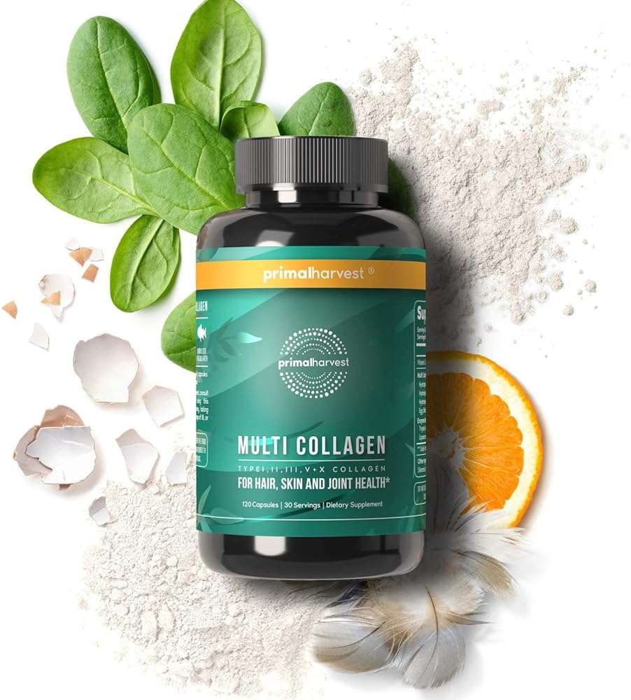 Primal Harvest Multi Collagen Pills for Women and Men (Type I, II, III, V, X) 120 Capsules w/Vitamin C for Hair, Skin, Nails - Image 7