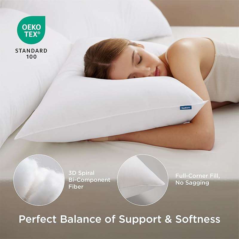 Bedsure Pillows Queen Size Set of 2 - Soft Bed Pillows for Sleeping 2 Pack, Fluffy and Supportive, Hotel Quality, Original Down Alternative Filling for Side, Back Sleepers - Image 2