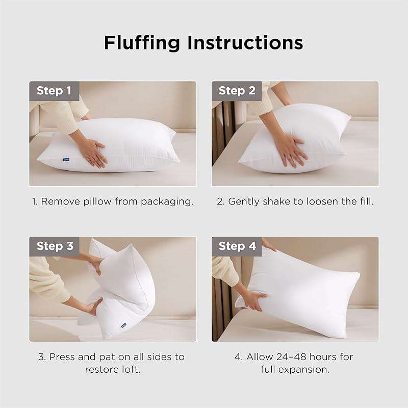 Bedsure Pillows Queen Size Set of 2 - Soft Bed Pillows for Sleeping 2 Pack, Fluffy and Supportive, Hotel Quality, Original Down Alternative Filling for Side, Back Sleepers - Image 9