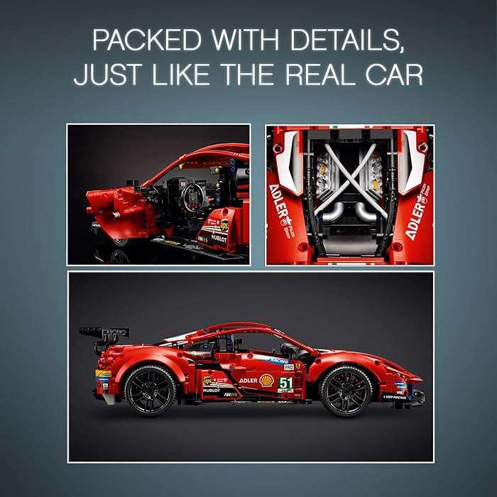 LEGO Technic Ferrari 488 GTE “AF Corse #51” 42125 - Champion GT Series Sports Race Car, Exclusive Collectible Model Kit, Collectors Set for Adults to Build - Image 7
