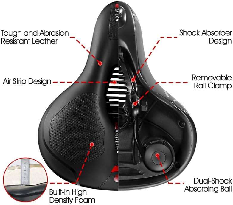 Comfortable Seat Cushion for Men Women with Dual Shock Absorbing Ball Memory Foam Waterproof Wide Bicycle Saddle Fit for Road Bikes - Image 3