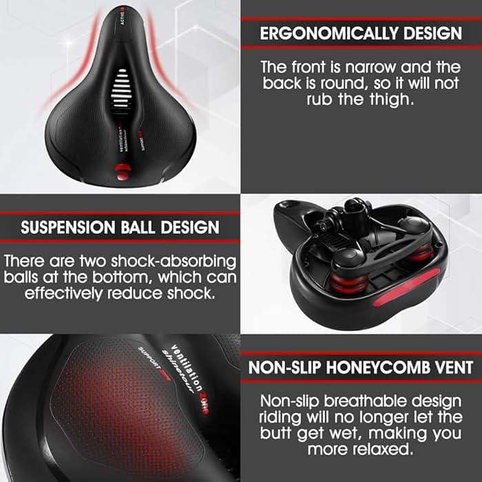 Comfortable Seat Cushion for Men Women with Dual Shock Absorbing Ball Memory Foam Waterproof Wide Bicycle Saddle Fit for Road Bikes - Image 4