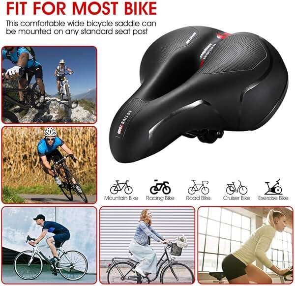 Comfortable Seat Cushion for Men Women with Dual Shock Absorbing Ball Memory Foam Waterproof Wide Bicycle Saddle Fit for Road Bikes - Image 7