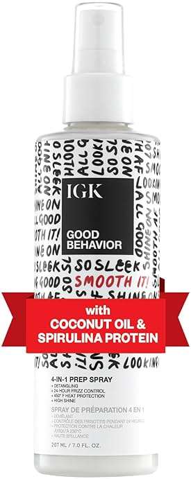 IGK GOOD BEHAVIOR 4-in-1 Prep Spray | Leave In + Detangle + Heat Protectant | Vegan + Cruelty Free | 7 Oz - Image 1