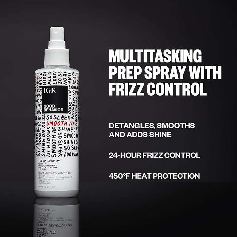 IGK GOOD BEHAVIOR 4-in-1 Prep Spray | Leave In + Detangle + Heat Protectant | Vegan + Cruelty Free | 7 Oz - Image 2