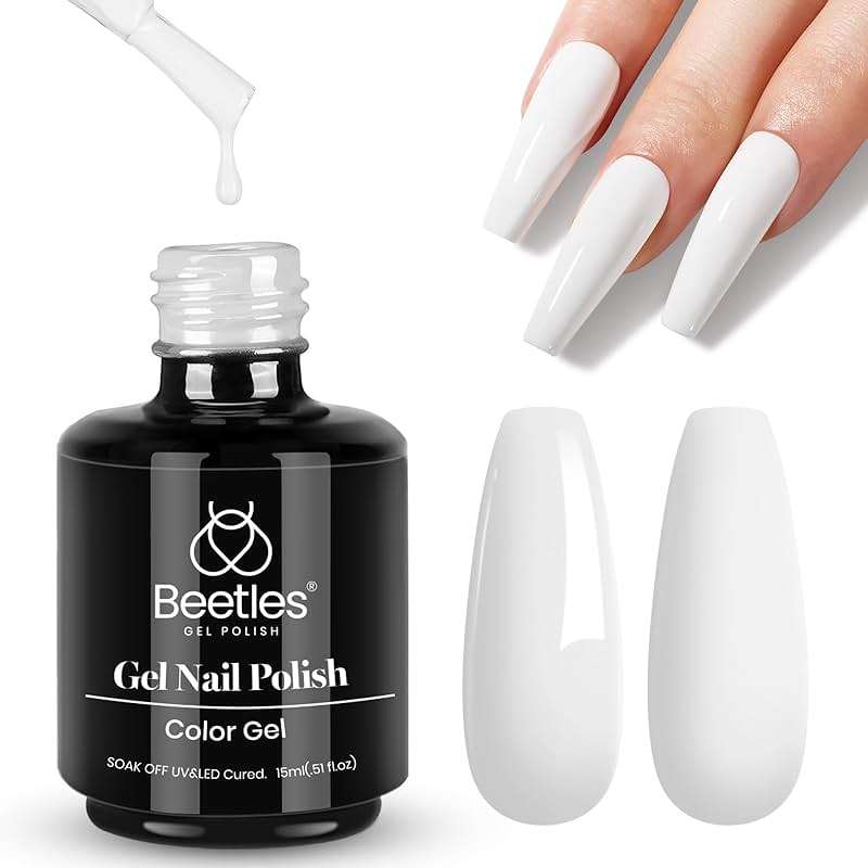 Beetles White Gel Nail Polish - 1PC 15ml White Summer Colors Gel Polish Soak Off UV French Nails Art Manicure Salon DIY Design at Home - Image 1