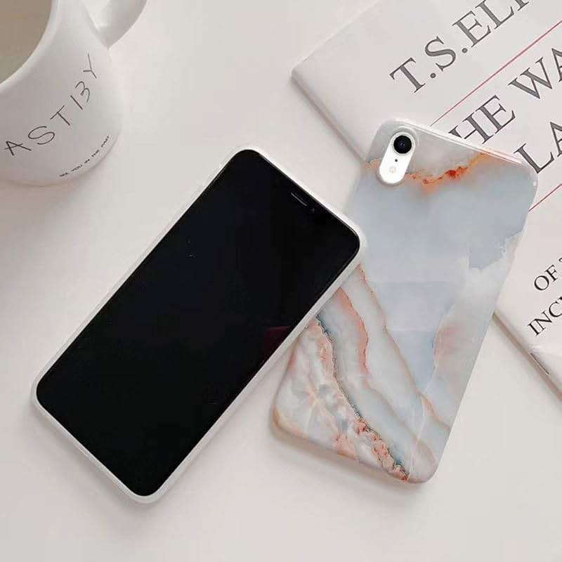 J.west iPhone XR Case 6.1-inch, Luxury Grey Marble Design Graphics Stone Pattern Ultra Slim Thin Flexible Bumper Soft Rubber TPU Silicone Protective Phone Case Cover for Girls Womens Agate Slice - Image 4