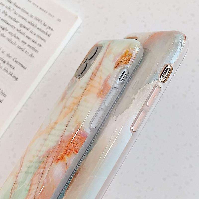 J.west iPhone XR Case 6.1-inch, Luxury Grey Marble Design Graphics Stone Pattern Ultra Slim Thin Flexible Bumper Soft Rubber TPU Silicone Protective Phone Case Cover for Girls Womens Agate Slice - Image 6