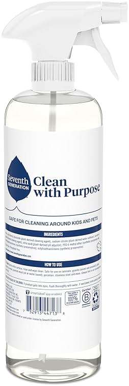 Seventh Generation All Purpose Cleaner, Free & Clear, 23 oz, Pack of 4, Plant-Based Cleaning Spray, Cuts Grease & Grime, No Fragrance or VOCs, Safe for Kids & Pets, Works on Glass, Sealed Wood & More - Image 2