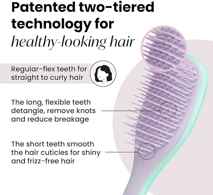 Tangle Teezer Ultimate Detangler Brush, Eliminates Knots & Reduces Breakage, Travel-Size Mini Hair Brush for Straight to Wavy Hair Types, Wisteria Leaf - Image 2
