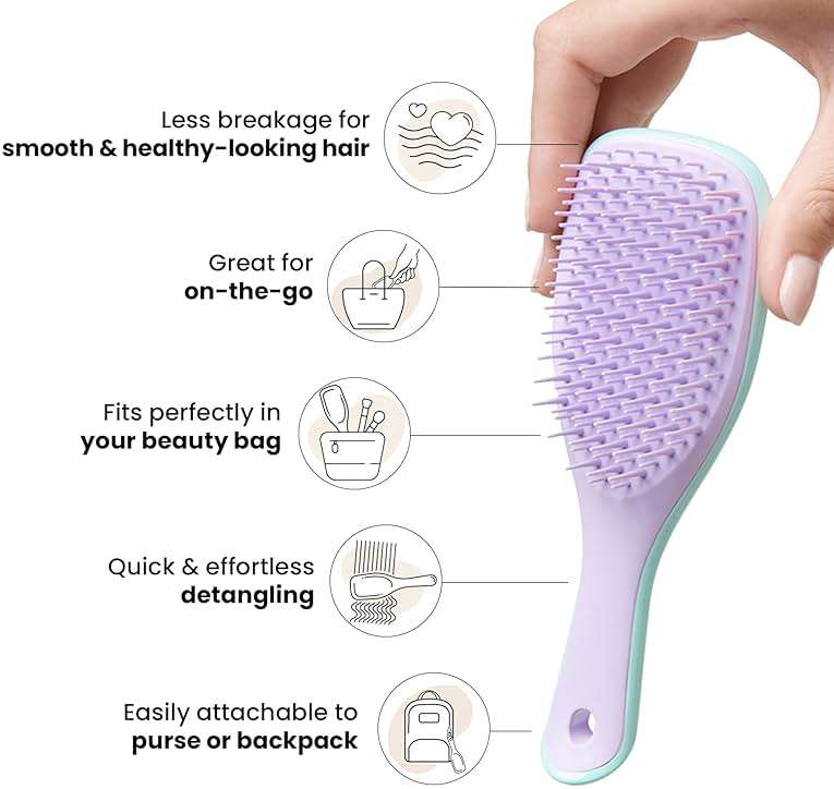 Tangle Teezer Ultimate Detangler Brush, Eliminates Knots & Reduces Breakage, Travel-Size Mini Hair Brush for Straight to Wavy Hair Types, Wisteria Leaf - Image 4