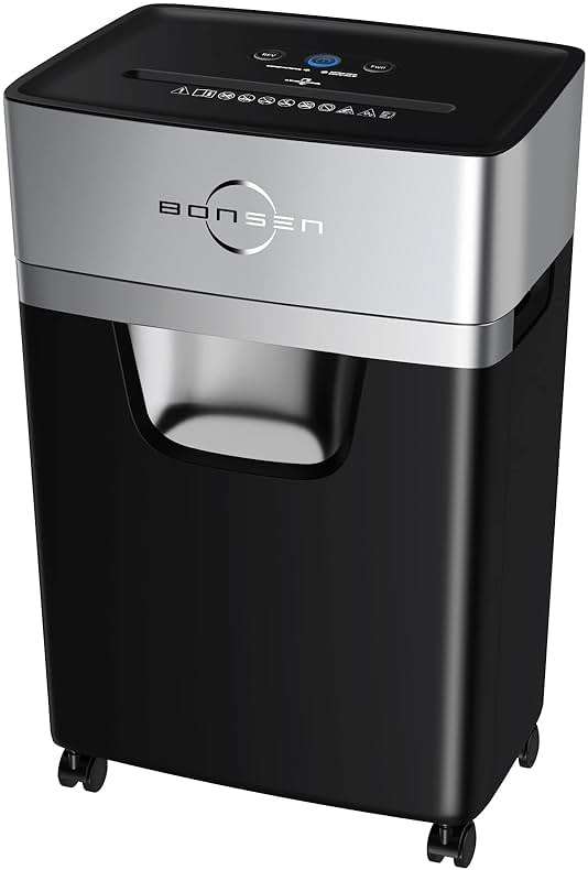 BONSEN 16-Sheet Heavy Duty Paper Shredder for Office, 60-Minute Running Time Cross-Cut CD Shredder with 60dB Low-Noise, 5.3-Gallon Pull Out Bin, Anti-Jam & Quiet Shredder for Home Office (S3102) - Image 1