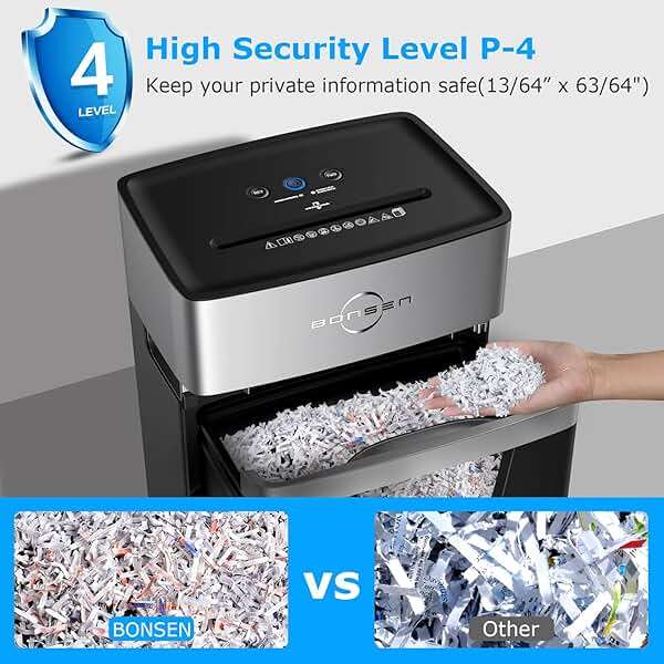 BONSEN 16-Sheet Heavy Duty Paper Shredder for Office, 60-Minute Running Time Cross-Cut CD Shredder with 60dB Low-Noise, 5.3-Gallon Pull Out Bin, Anti-Jam & Quiet Shredder for Home Office (S3102) - Image 6